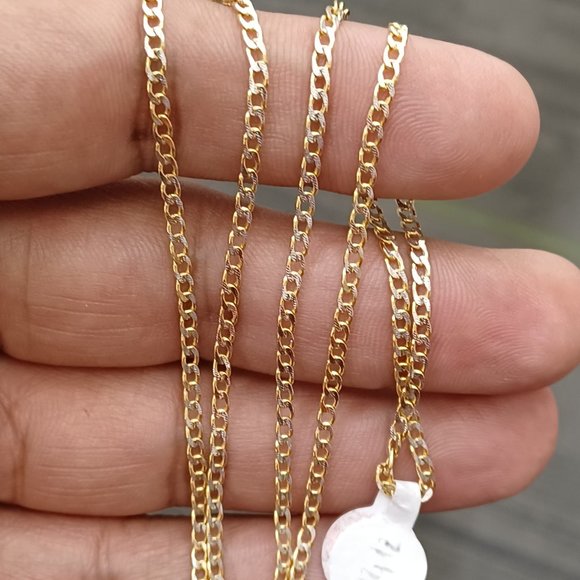 14kt real gold cuban daimond cut chain 24 inches
